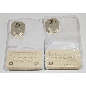 Vtg Springmaid Standard Pillow Cases 200 Thread Count White Set of 4 NOS